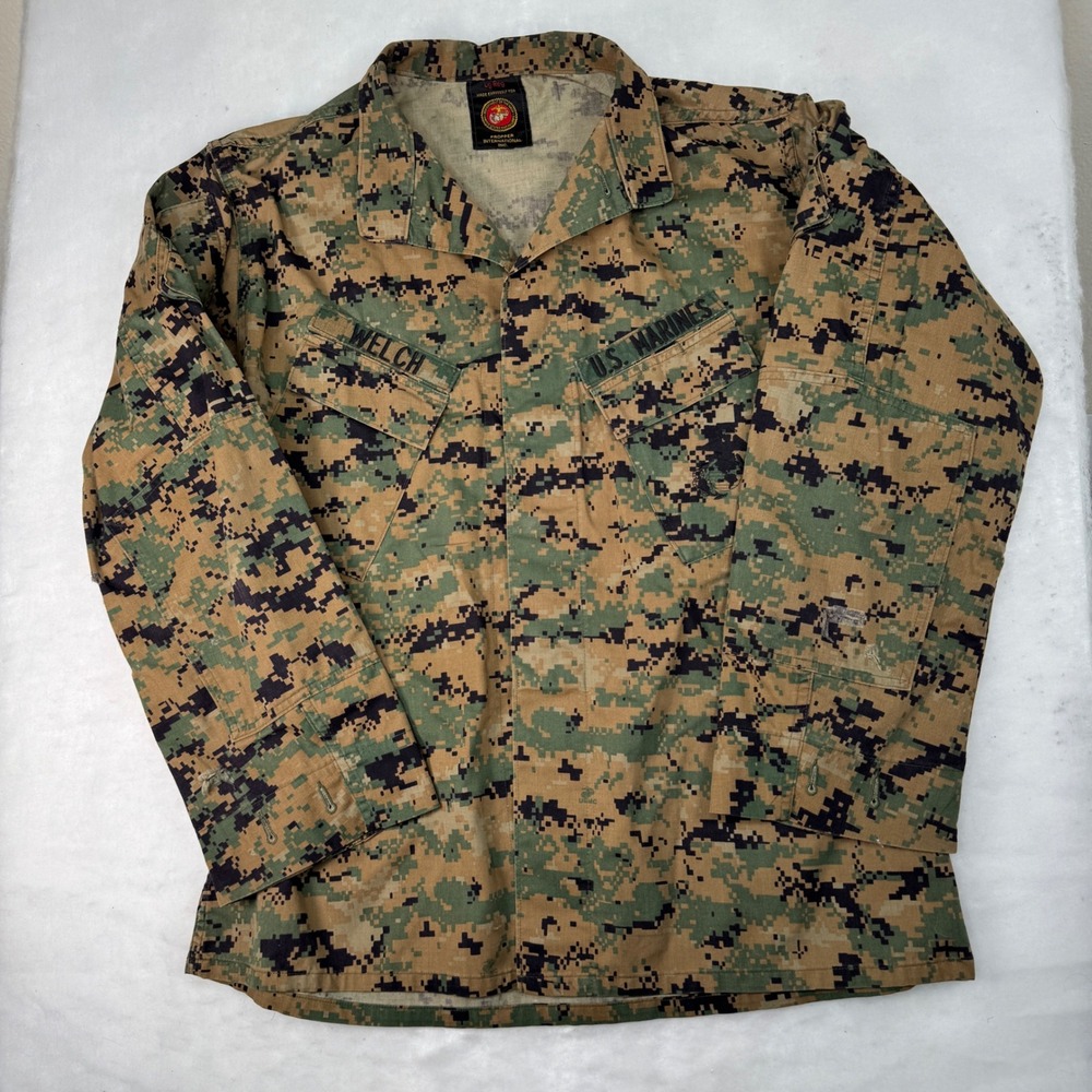 Marine Corps MCCUU Woodland Marpat Jacket Named Frog Top USMC Military Size LR